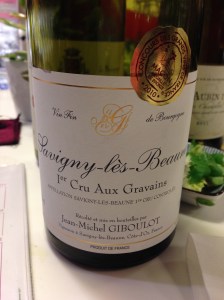 From Vins des Tonneliers, a 2008 Savigny-les-Beaune first grand cru “Aux Gravains” rouge.
